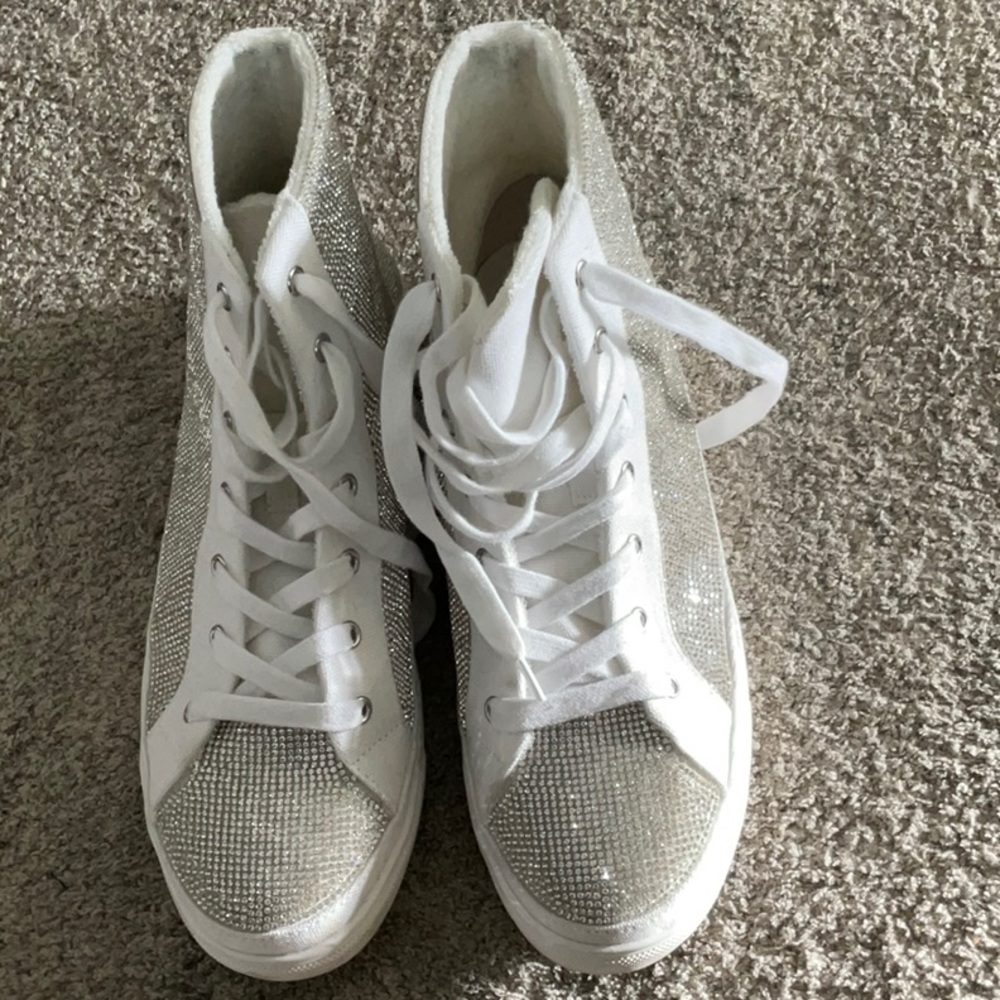Rhinestone high top tennis shoes